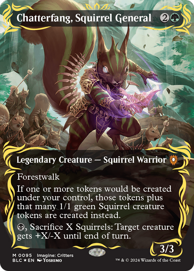 Chatterfang, Squirrel General (Borderless) (Raised Foil) [Bloomburrow Commander] | Chromatic Games