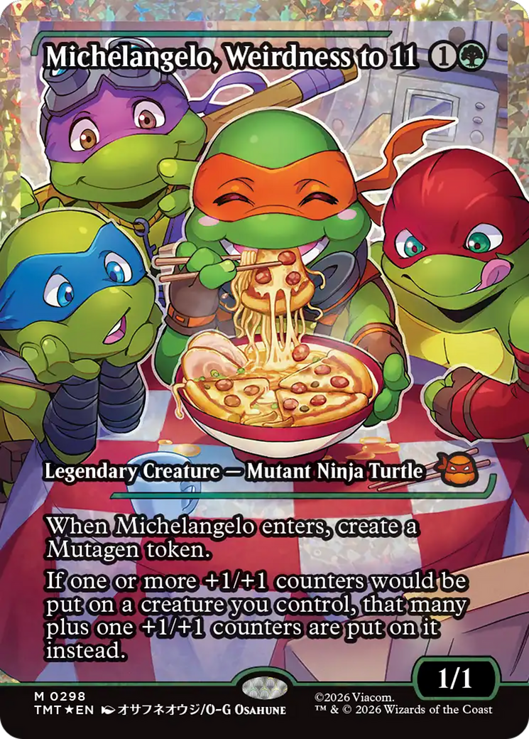 Michelangelo, Weirdness to 11 (Showcase) (Fracture Foil) [Teenage Mutant Ninja Turtles] | Chromatic Games