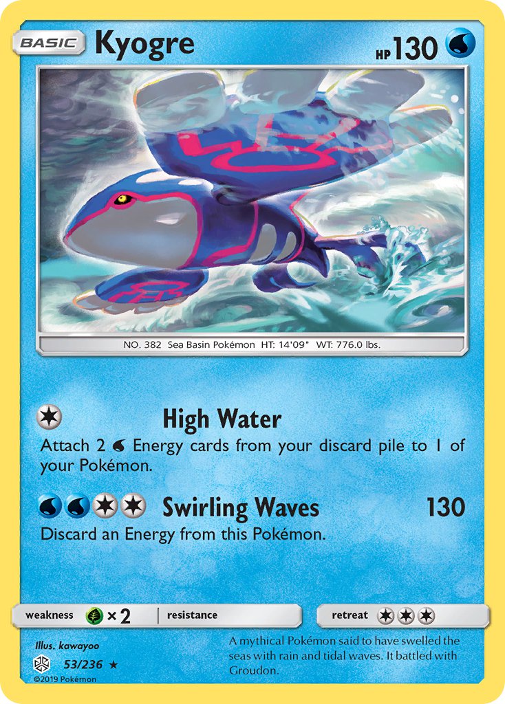 Kyogre (53/236) (Cracked Ice Holo) (Theme Deck Exclusive) [Sun & Moon: Cosmic Eclipse] | Chromatic Games