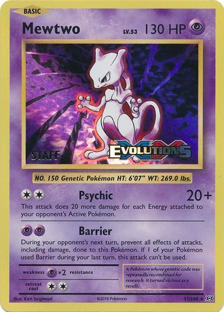 Mewtwo (51/108) (XY Evolutions Staff Prerelease) [XY: Black Star Promos] | Chromatic Games