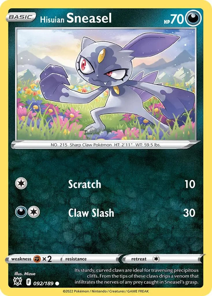 Hisuian Sneasel (092/189) (Theme Deck Exclusive) [Sword & Shield: Astral Radiance] | Chromatic Games