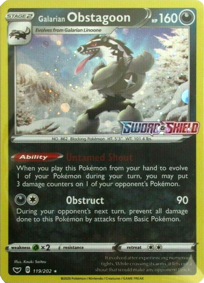 Galarian Obstagoon (119/202) (Cosmos Holo) [Sword & Shield: Base Set] | Chromatic Games