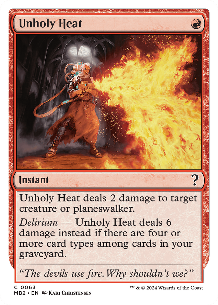 Unholy Heat (White Border) [Mystery Booster 2] | Chromatic Games