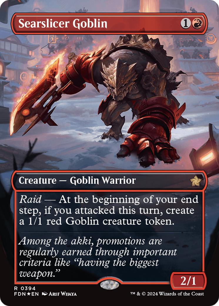 Searslicer Goblin (Borderless) (Mana Foil) [Foundations] | Chromatic Games