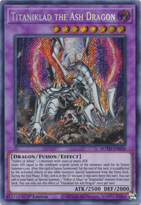 Titaniklad the Ash Dragon [ROTD-EN038] Secret Rare | Chromatic Games