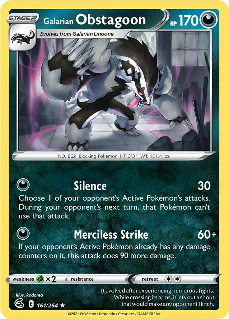 Galarian Obstagoon (161/264) [Sword & Shield: Fusion Strike] | Chromatic Games
