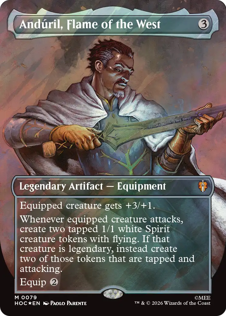 Anduril, Flame of the West (Borderless) (Surge Foil) [The Hobbit: Eternal-Legal] | Chromatic Games