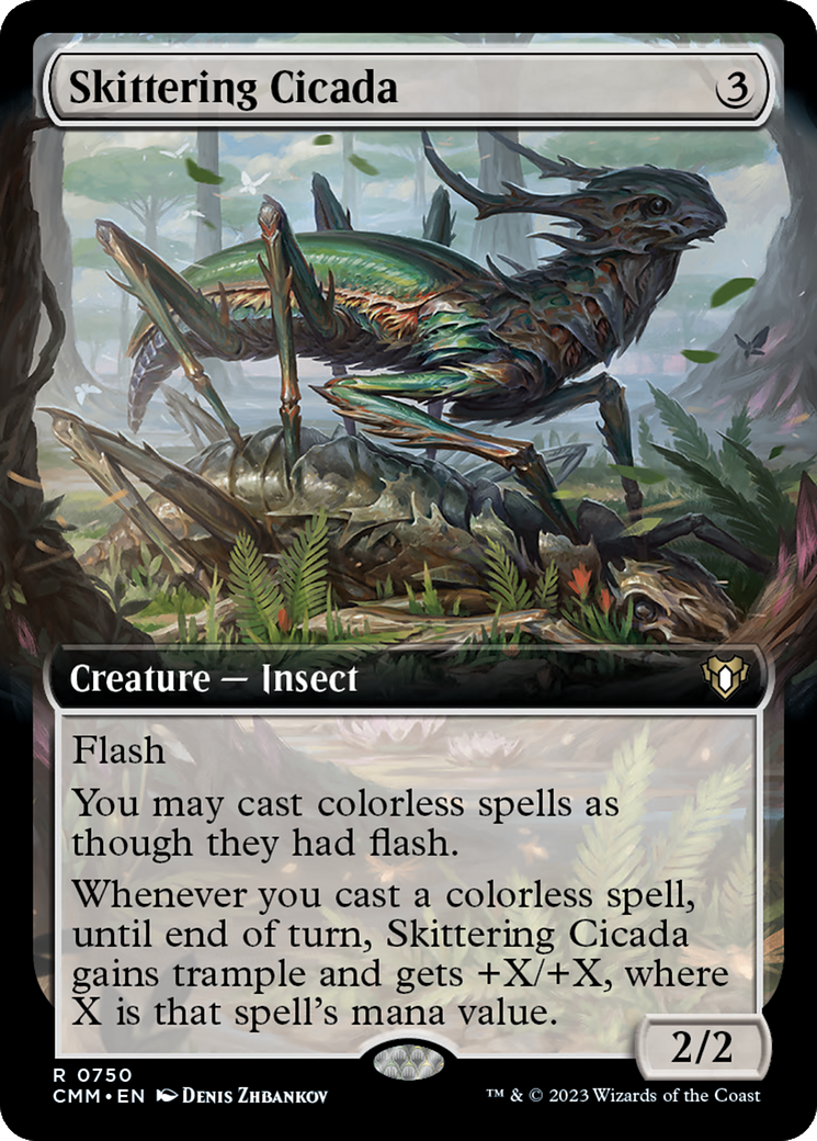 Skittering Cicada (Extended Art) [Commander Masters] | Chromatic Games