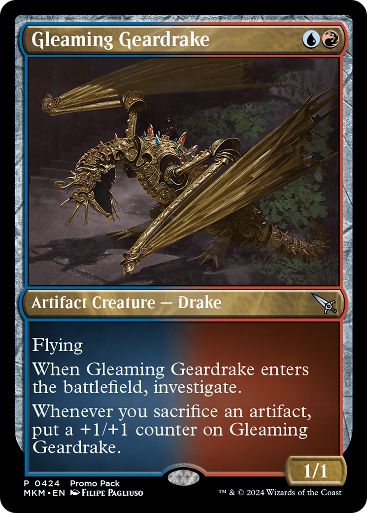 Gleaming Geardrake (Promo Pack) [Murders at Karlov Manor Promos] | Chromatic Games