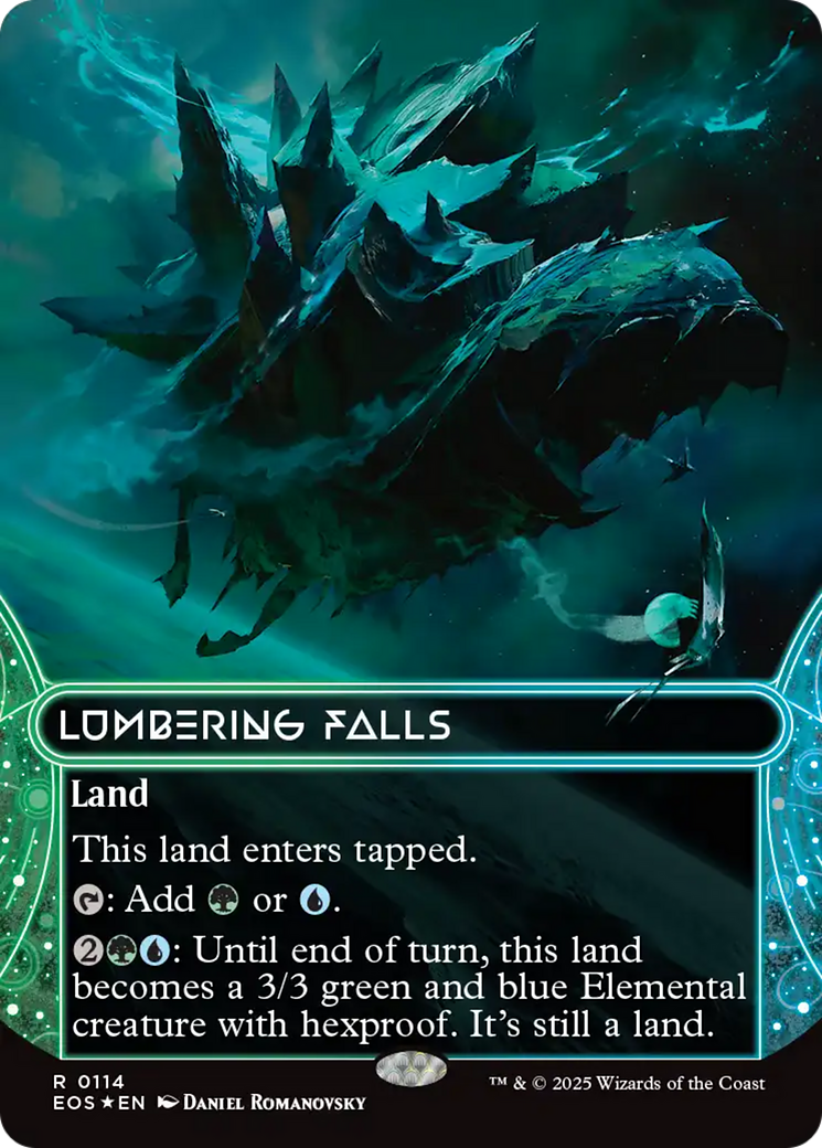 Lumbering Falls (0114) (Borderless) (Galaxy Foil) [Edge of Eternities: Stellar Sights] | Chromatic Games
