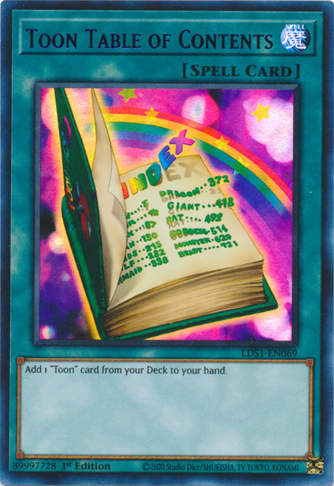 Toon Table of Contents (Blue) [LDS1-EN069] Ultra Rare | Chromatic Games