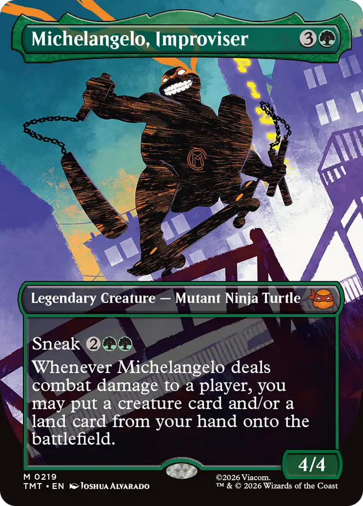 Michelangelo, Improviser (Borderless) [Teenage Mutant Ninja Turtles] | Chromatic Games