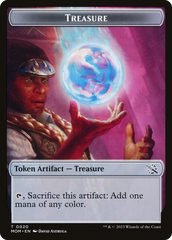 Treasure (20) // Teferi Akosa of Zhalfir Emblem Double-Sided Token [March of the Machine Tokens] | Chromatic Games