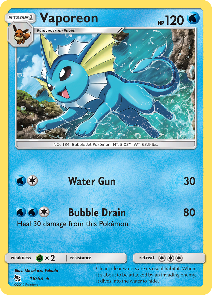 Vaporeon (18/68) [Sun & Moon: Hidden Fates] | Chromatic Games