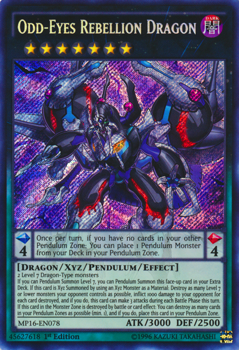 Odd-Eyes Rebellion Dragon [MP16-EN078] Secret Rare | Chromatic Games