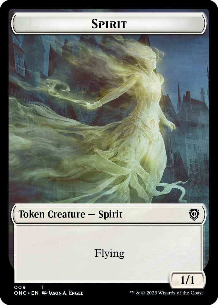 Human // Spirit Double-Sided Token [Phyrexia: All Will Be One Commander Tokens] | Chromatic Games