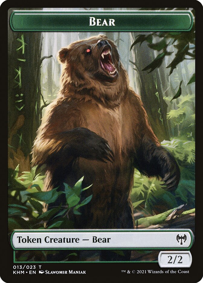 Human Warrior // Bear Double-Sided Token [Kaldheim Tokens] | Chromatic Games