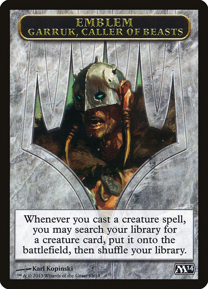 Garruk, Caller of Beasts Emblem [Magic 2014 Tokens] | Chromatic Games