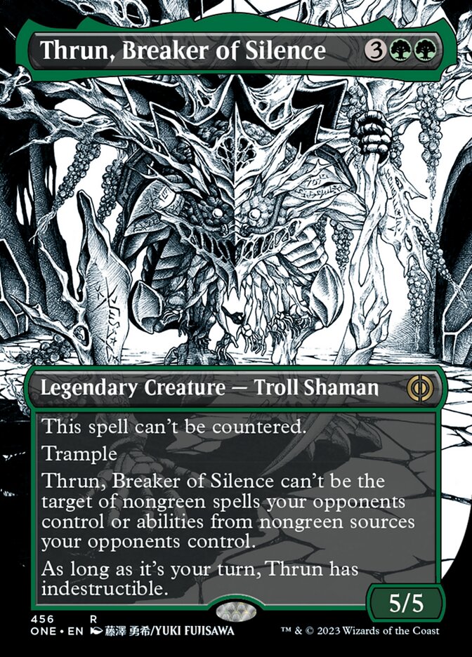 Thrun, Breaker of Silence (Borderless Manga Step-and-Compleat Foil) [Phyrexia: All Will Be One] | Chromatic Games