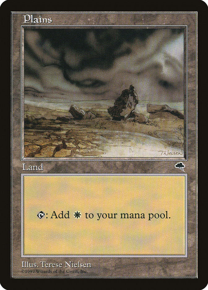 Plains (Black Signature on White Background) [Tempest] | Chromatic Games