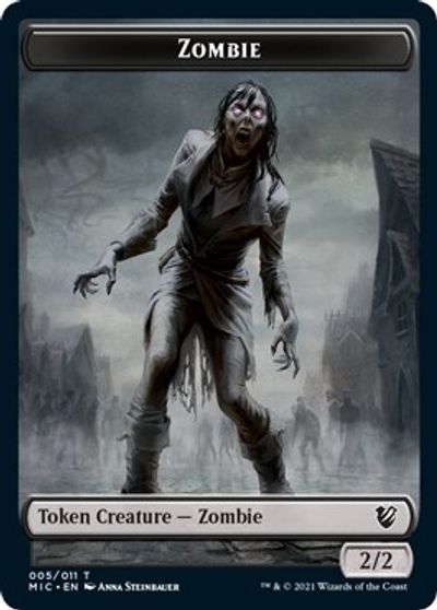 Zombie // Zombie Double-Sided Token (005 MIC/005 MID) [Innistrad: Midnight Hunt Commander Tokens] | Chromatic Games