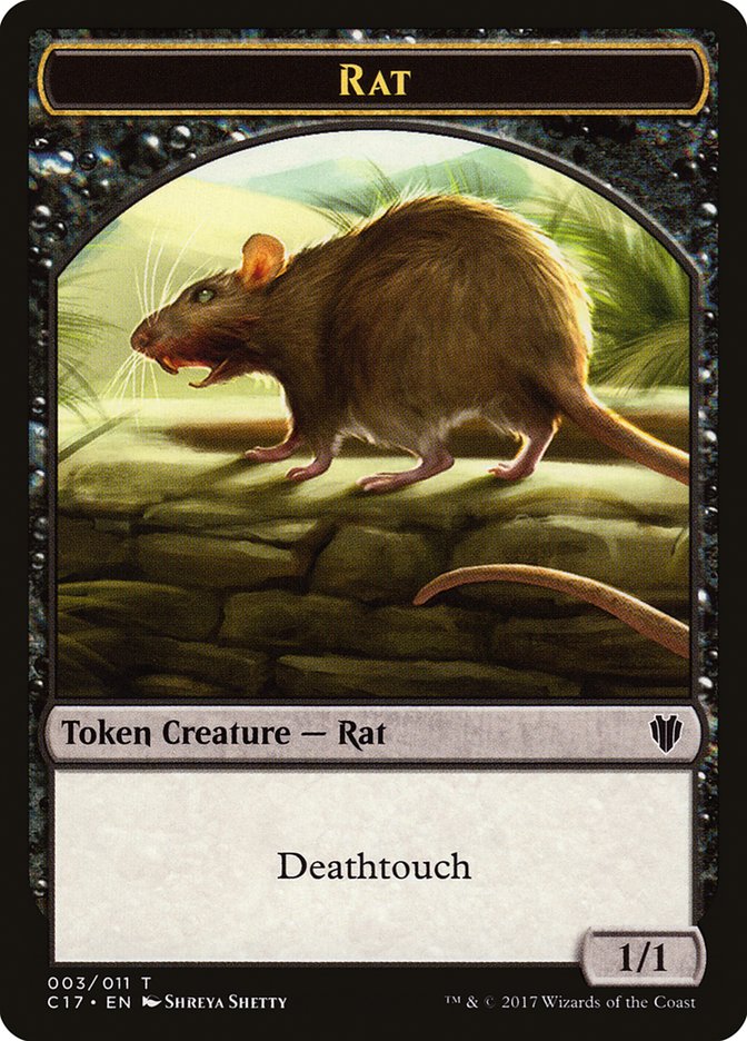 Cat Warrior (008) // Rat (003) Double-Sided Token [Commander 2017 Tokens] | Chromatic Games