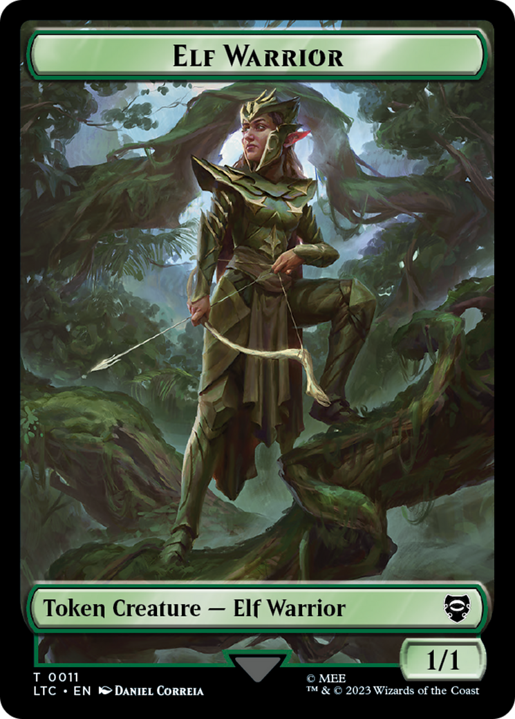 Elf Warrior // Treasure Double Sided Token [The Lord of the Rings: Tales of Middle-Earth Commander Tokens] | Chromatic Games