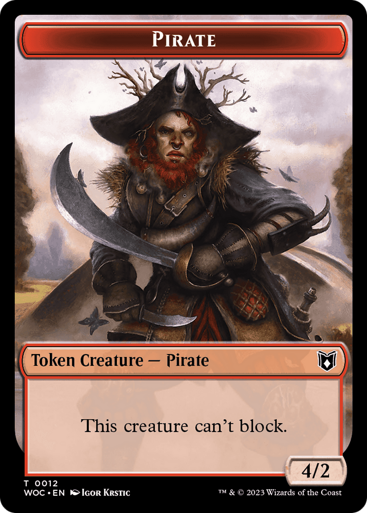 Pirate // Human Soldier Double-Sided Token [Wilds of Eldraine Commander Tokens] | Chromatic Games