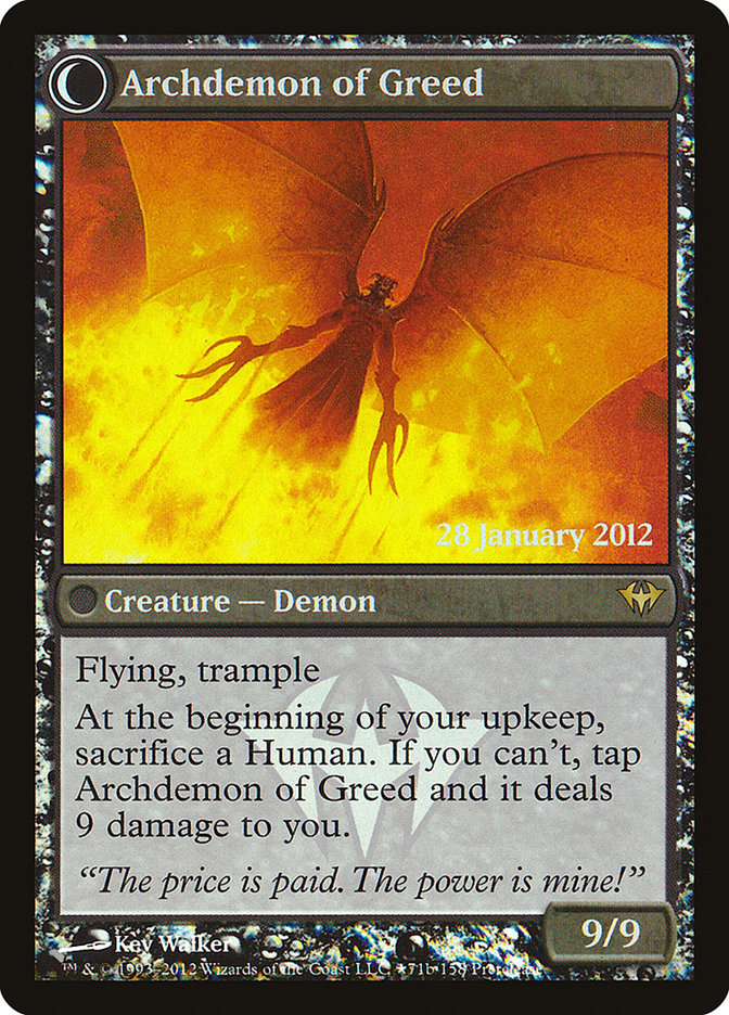 Ravenous Demon // Archdemon of Greed [Dark Ascension Prerelease Promos] | Chromatic Games