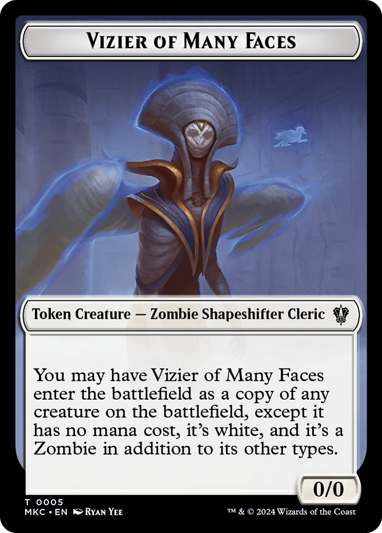 Vizier of Many Faces // Zombie Double-Sided Token [Murders at Karlov Manor Commander Tokens] | Chromatic Games