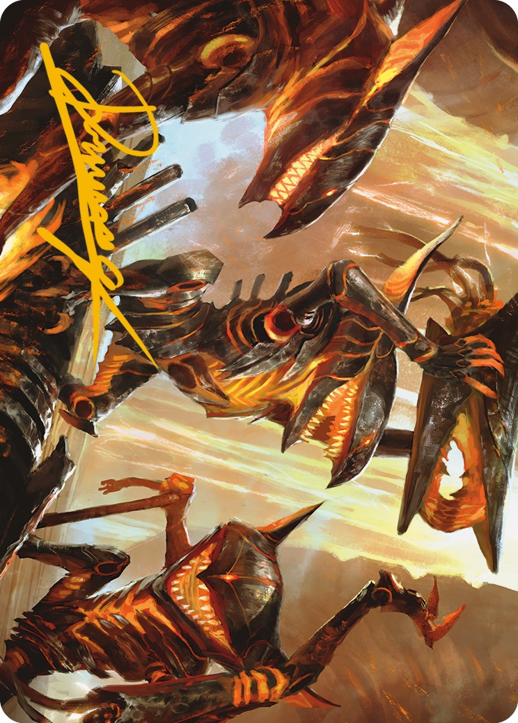 Gleeful Demolition Art Card (Gold-Stamped Signature) [Phyrexia: All Will Be One Art Series] | Chromatic Games