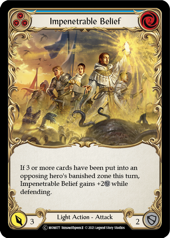 Impenetrable Belief (Blue) [U-MON077-RF] (Monarch Unlimited)  Unlimited Rainbow Foil | Chromatic Games