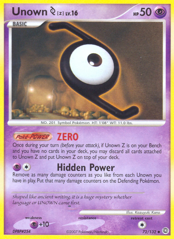 Unown Z (72/132) [Diamond & Pearl: Secret Wonders] | Chromatic Games