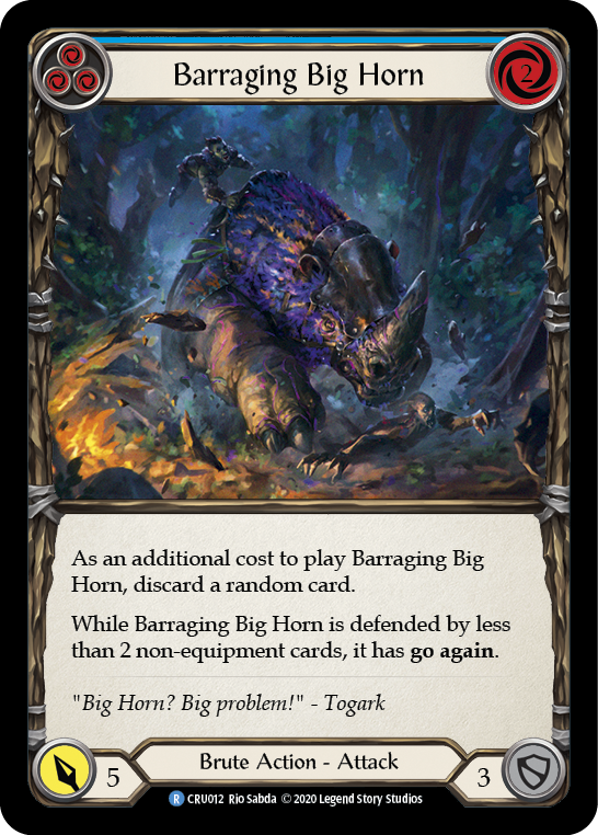 Barraging Big Horn (Blue) [CRU012] (Crucible of War)  1st Edition Rainbow Foil | Chromatic Games