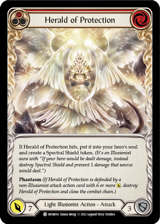 Herald of Protection (Red) [MON014-RF] (Monarch)  1st Edition Rainbow Foil | Chromatic Games