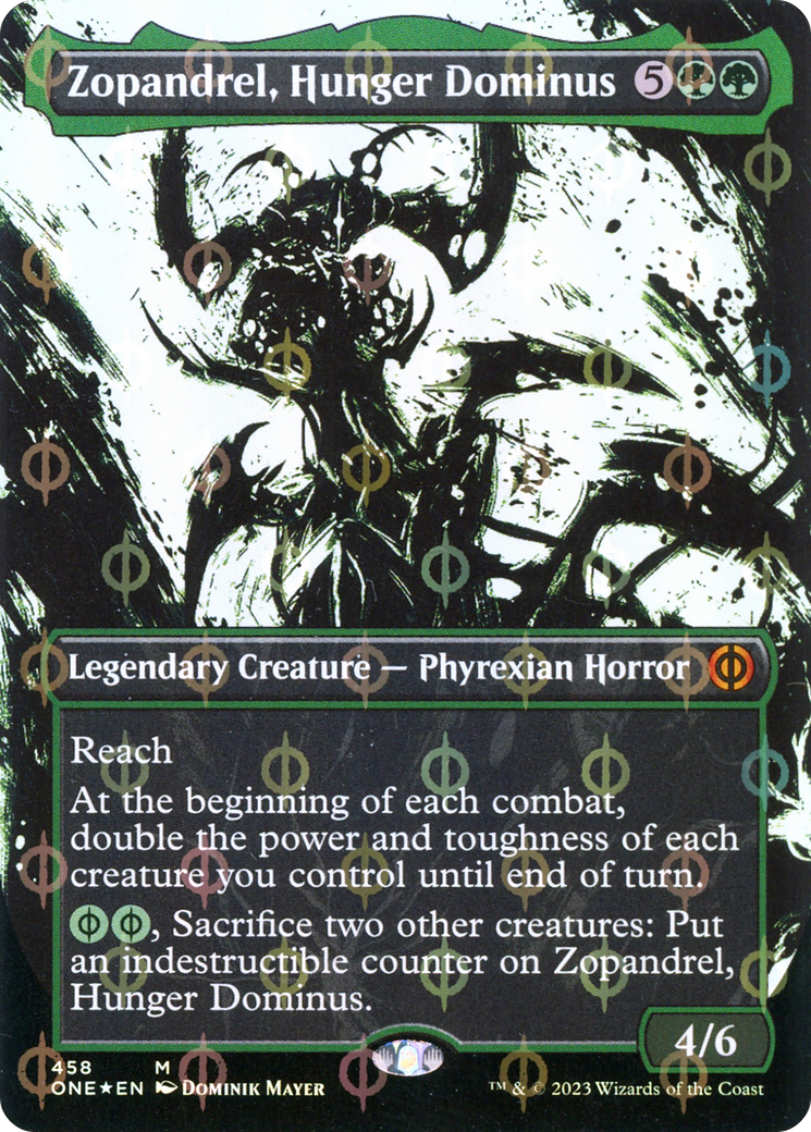 Zopandrel, Hunger Dominus (Borderless Ichor Step-and-Compleat Foil) [Phyrexia: All Will Be One] | Chromatic Games