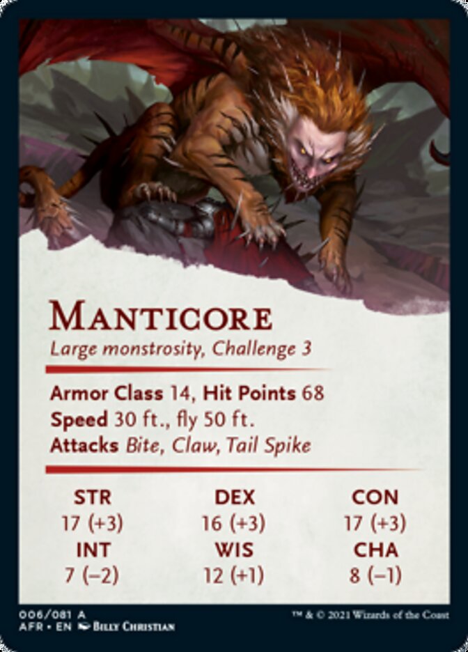 Manticore Art Card [Dungeons & Dragons: Adventures in the Forgotten Realms Art Series] | Chromatic Games