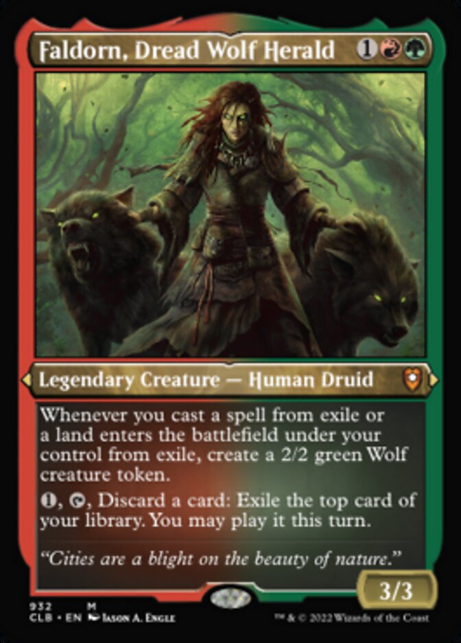 Faldorn, Dread Wolf Herald (Display Commander) (Foil Etched) [Commander Legends: Battle for Baldur's Gate] | Chromatic Games