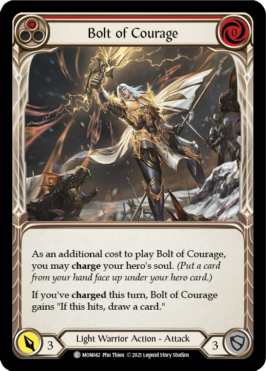 Bolt of Courage (Red) [MON042-RF] (Monarch)  1st Edition Rainbow Foil | Chromatic Games