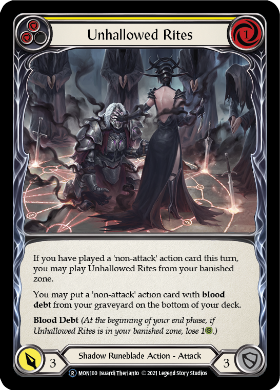 Unhallowed Rites (Yellow) [U-MON160-RF] (Monarch Unlimited)  Unlimited Rainbow Foil | Chromatic Games