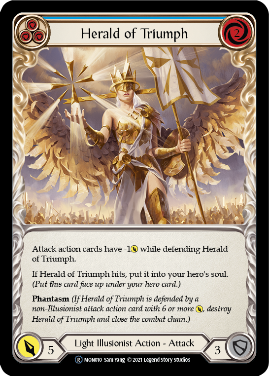 Herald of Triumph (Blue) [U-MON010-RF] (Monarch Unlimited)  Unlimited Rainbow Foil | Chromatic Games