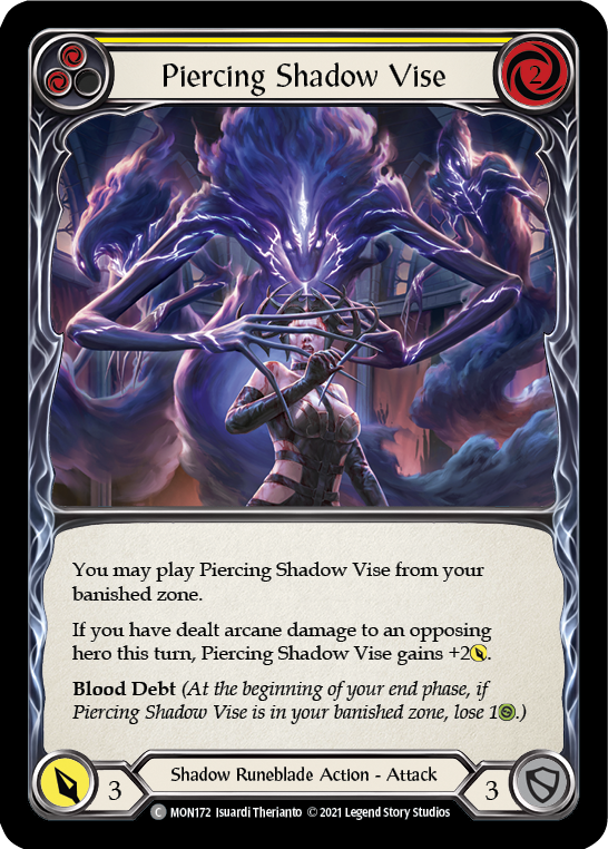 Piercing Shadow Vise (Yellow) [MON172-RF] (Monarch)  1st Edition Rainbow Foil | Chromatic Games