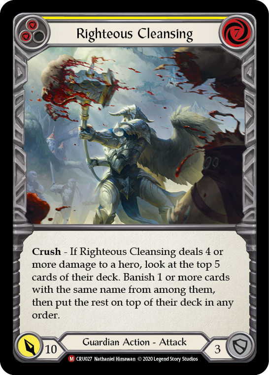 Righteous Cleansing [CRU027] (Crucible of War)  1st Edition Normal | Chromatic Games