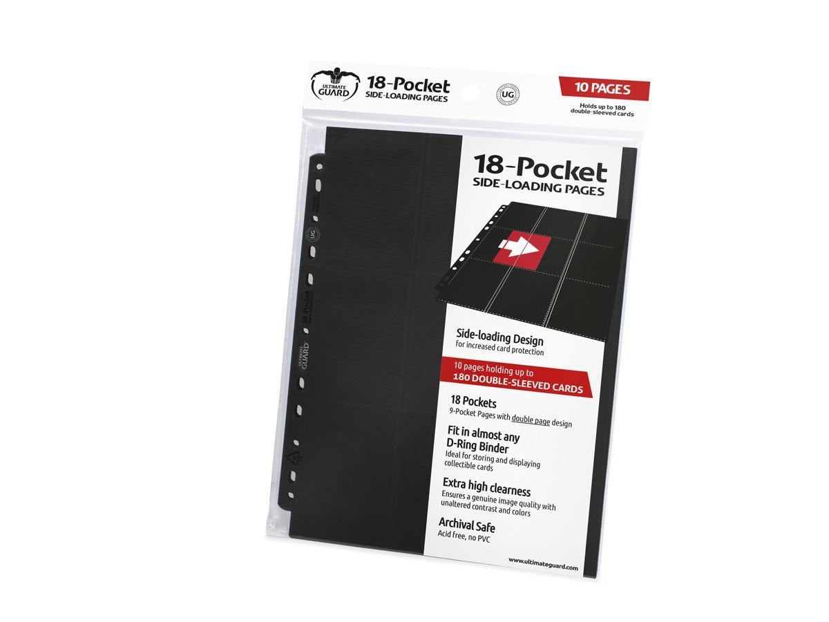 Ultimate Guard 18-Pocket Pages Side-Loading Black (10 Pack) | Chromatic Games