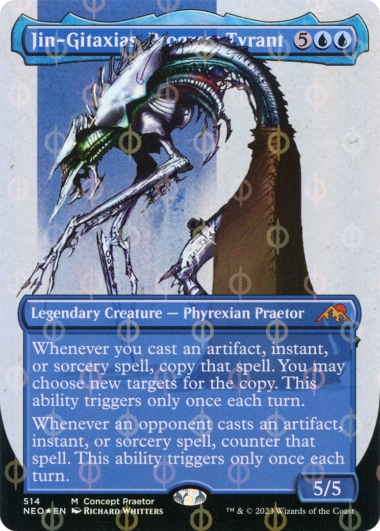 Jin-Gitaxias, Progress Tyrant (Borderless Concept Praetors Step-and-Compleat Foil) [Phyrexia: All Will Be One] | Chromatic Games