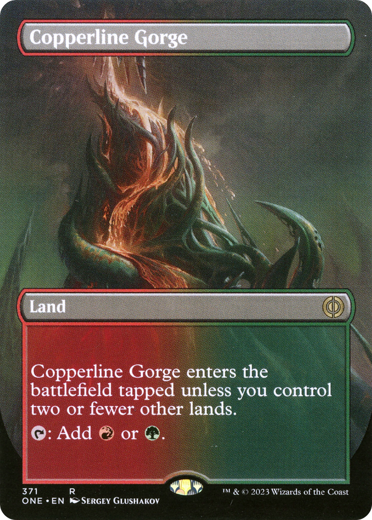 Copperline Gorge (Borderless Alternate Art) [Phyrexia: All Will Be One] | Chromatic Games