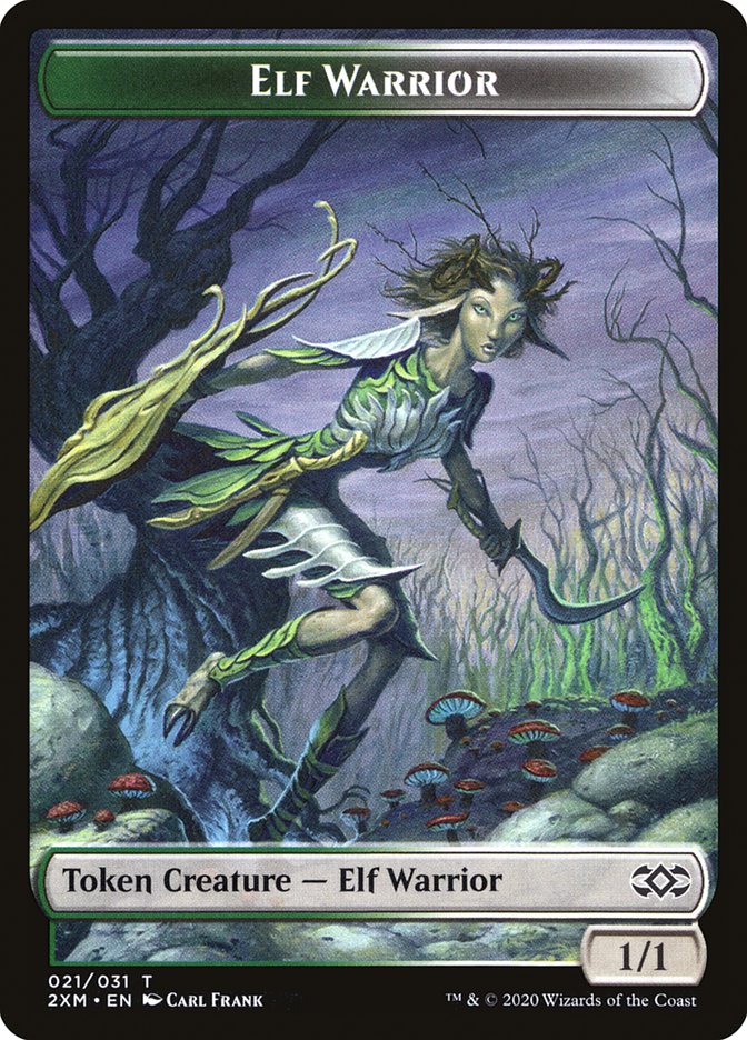 Myr (007) // Elf Warrior Double-Sided Token [Double Masters Tokens] | Chromatic Games