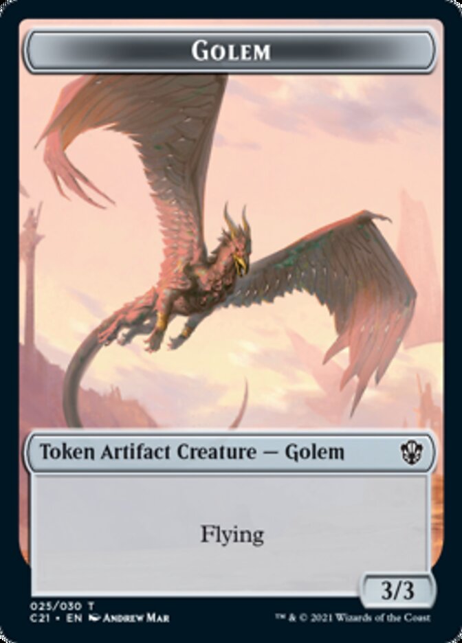 Golem (025) // Thopter Double-Sided Token [Commander 2021 Tokens] | Chromatic Games