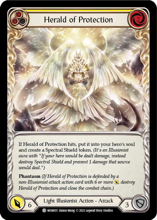 Herald of Protection (Yellow) [MON015-RF] (Monarch)  1st Edition Rainbow Foil | Chromatic Games