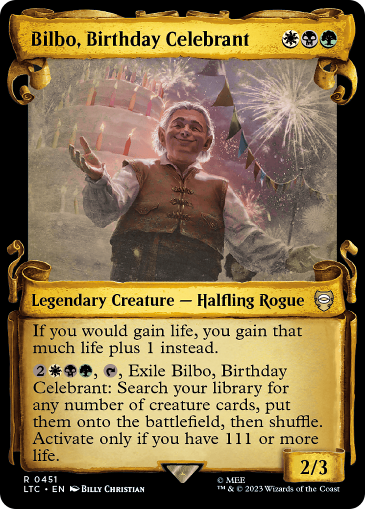 Bilbo, Birthday Celebrant [The Lord of the Rings: Tales of Middle-Earth Commander Showcase Scrolls] | Chromatic Games